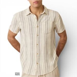 Marine Layer Stretch Selvage Short Sleeve Shirt XXL Striped Soft Coastal Casual